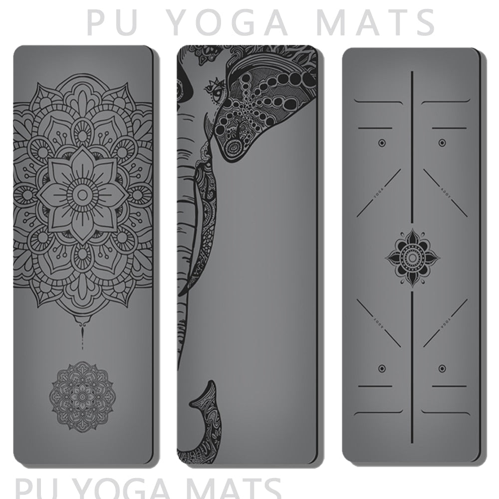 PU Natural Rubber Non-Slip Yoga Mat (With Strap and Carry Bag